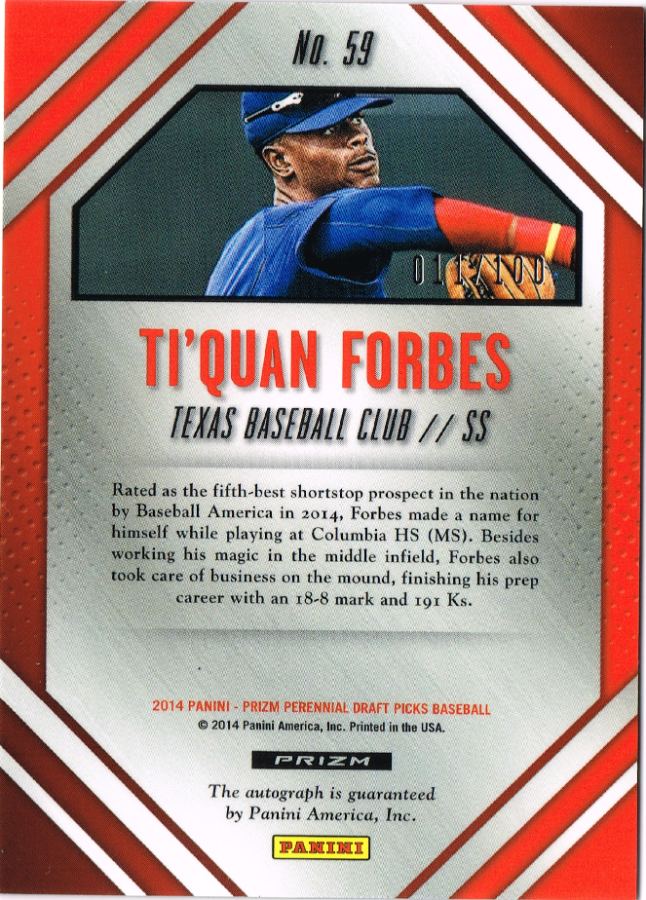 Reverso - Tarjeta Ti'Quan Forbes Panini Prizm 2014 #No. 59