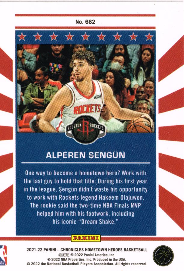 Reverso - Tarjeta Alperen Şengün Panini 2021 #662