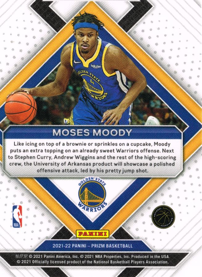 Reverso - Tarjeta Moses Moody Panini Prizm 2021 #N/A