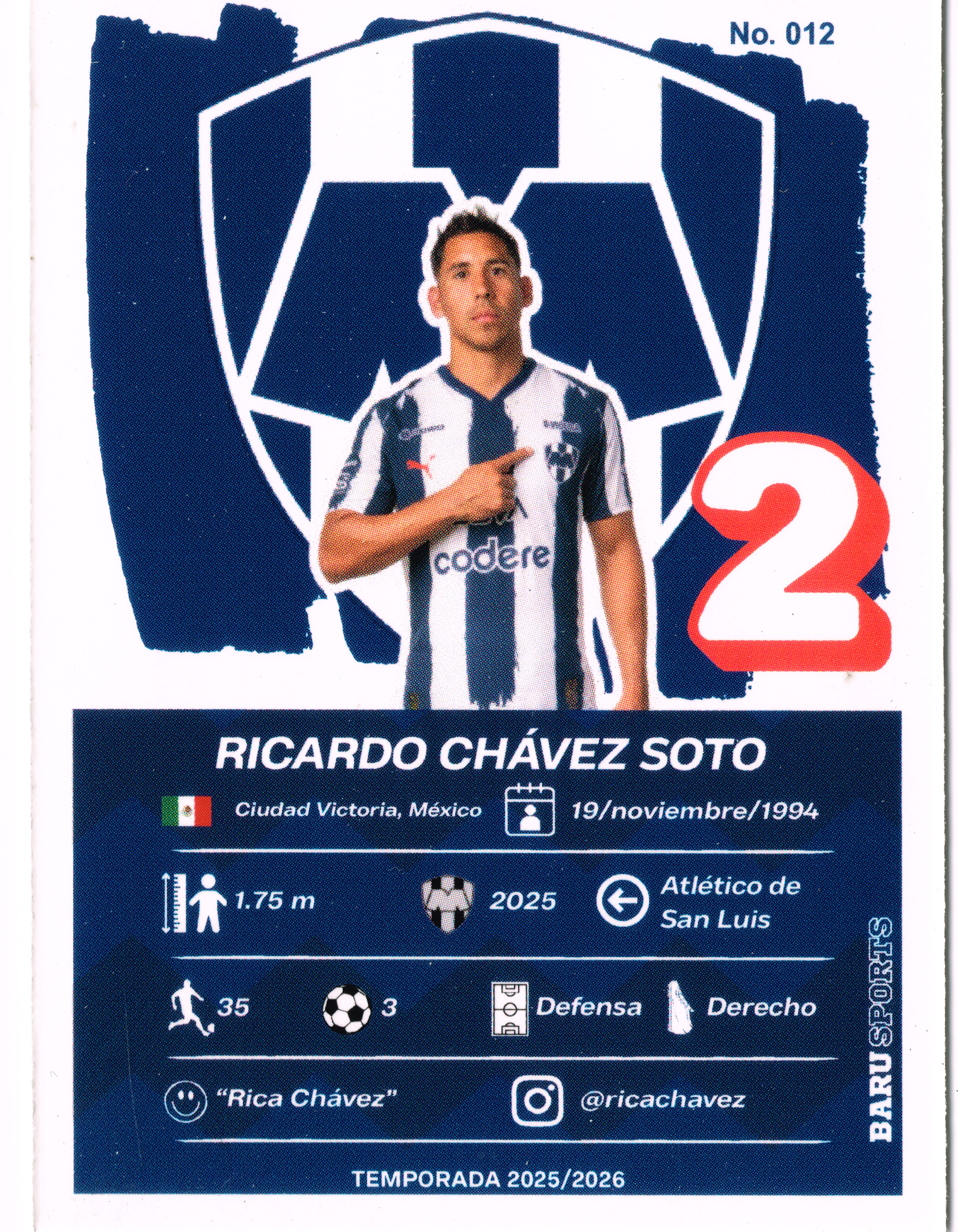 Reverso - Tarjeta Diana Laura García Castillo BARU SPORTS 2025 #No. 051