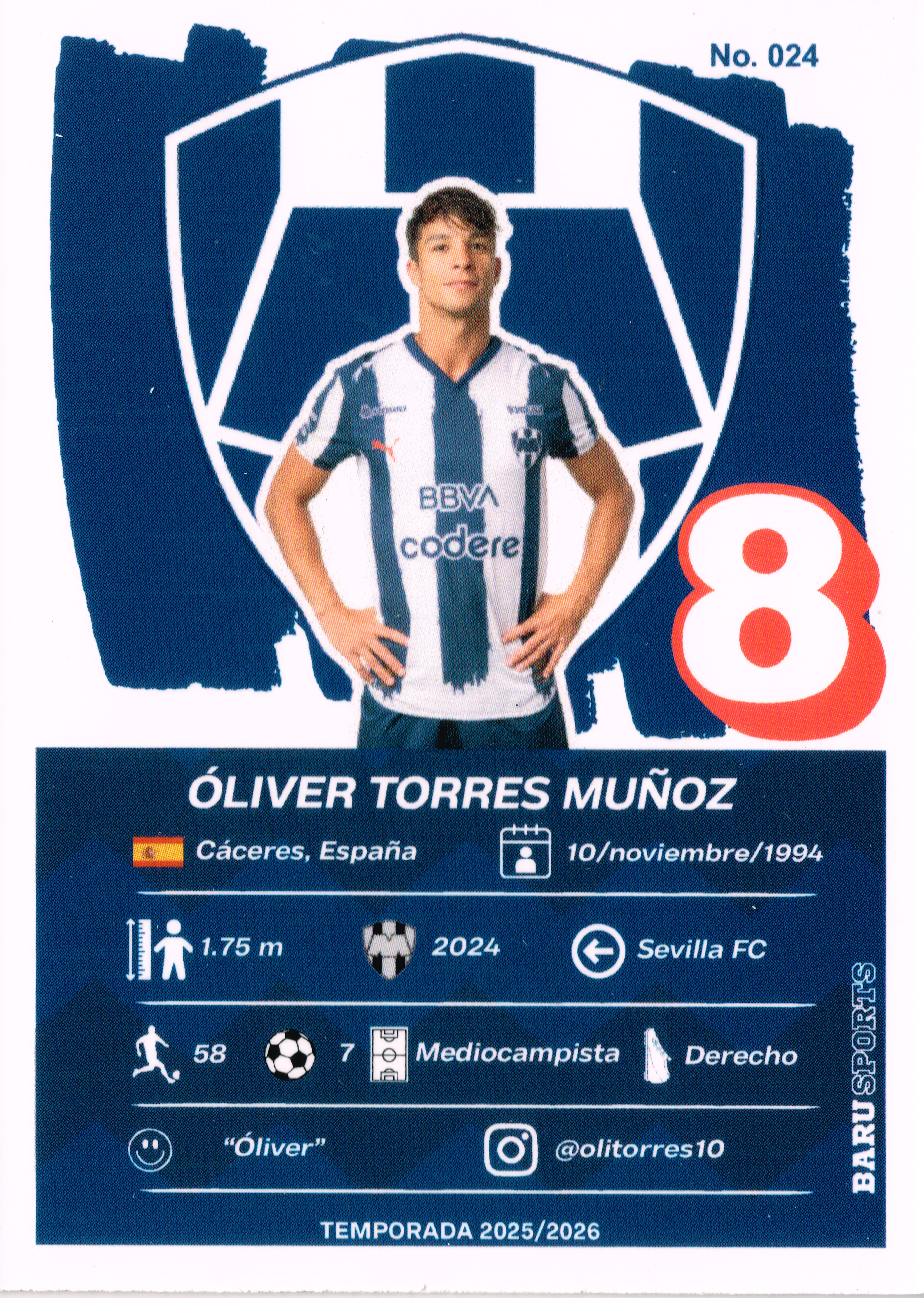 Tarjeta Érick Germain Aguirre Tafolla BARU SPORTS 2025 #No. 016