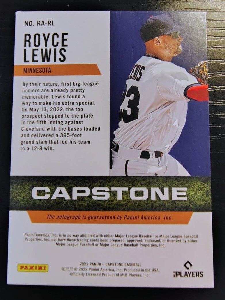 Reverso - Tarjeta Royce Lewis Panini 2022 #RA-RL