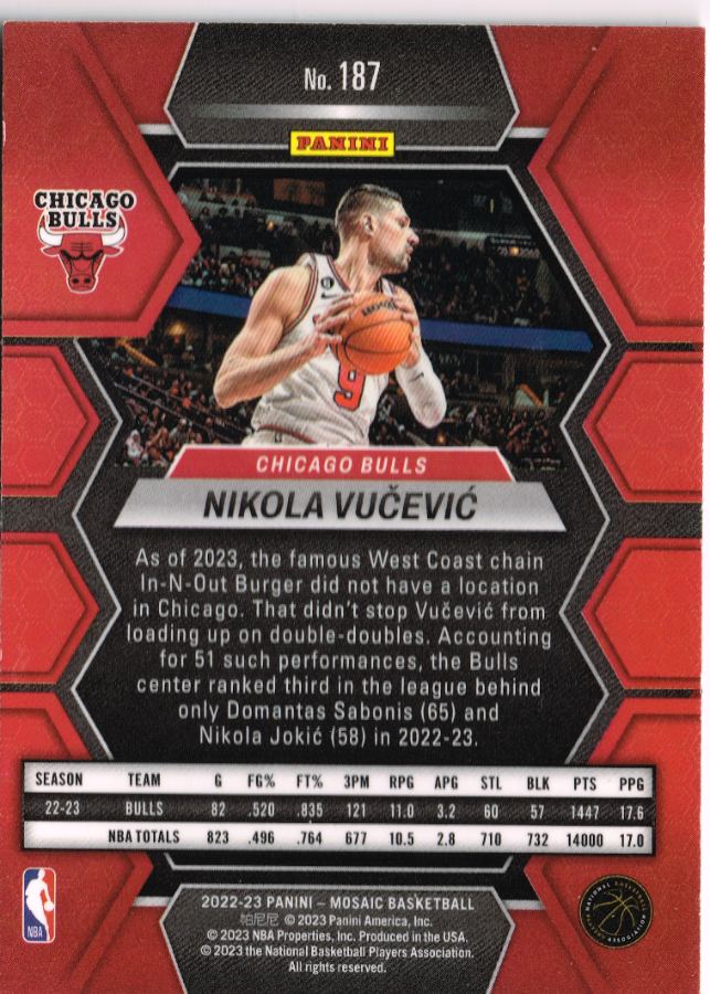Reverso - Tarjeta Nikola Vučević Panini Mosaic 2022 #187