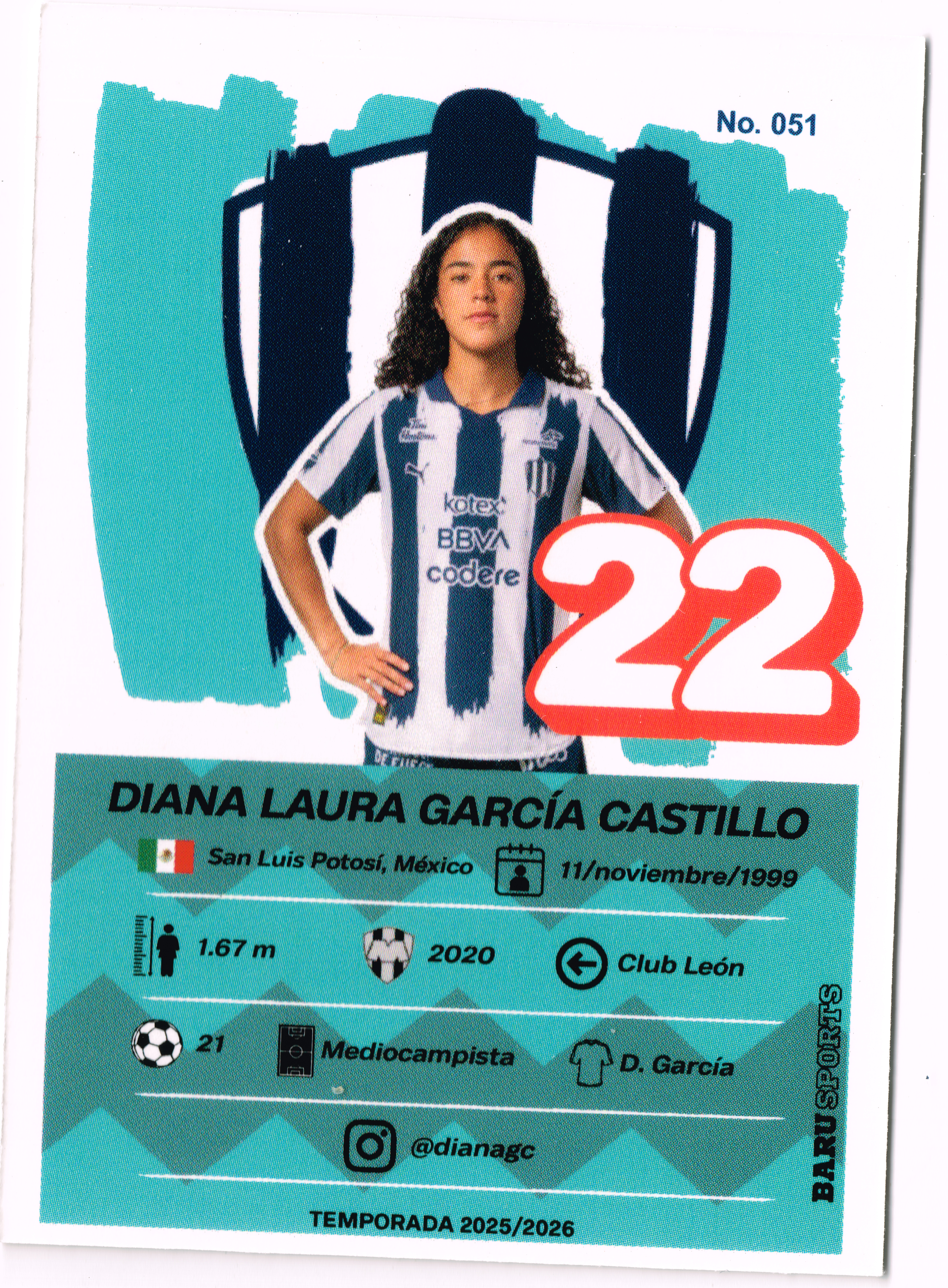 Tarjeta Diana Laura García Castillo BARU SPORTS 2025 #No. 051