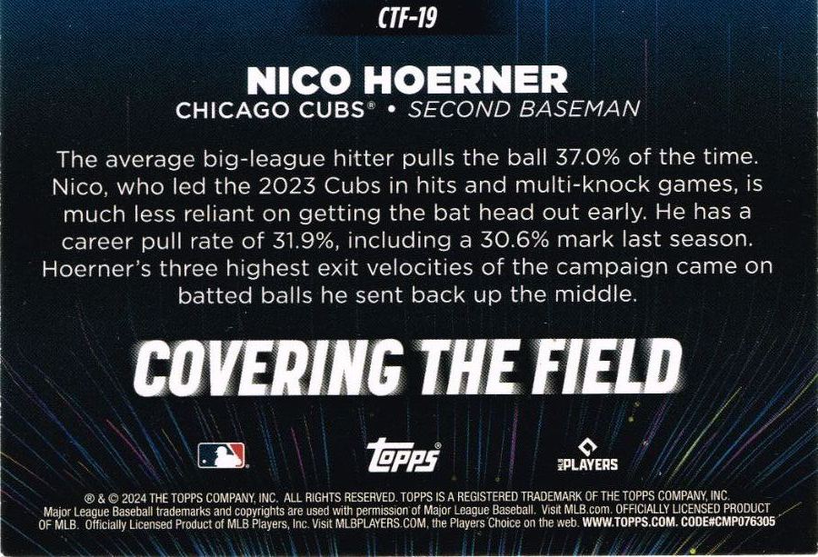 Reverso - Tarjeta Nico Hoerner Topps 2024 #CTF-19