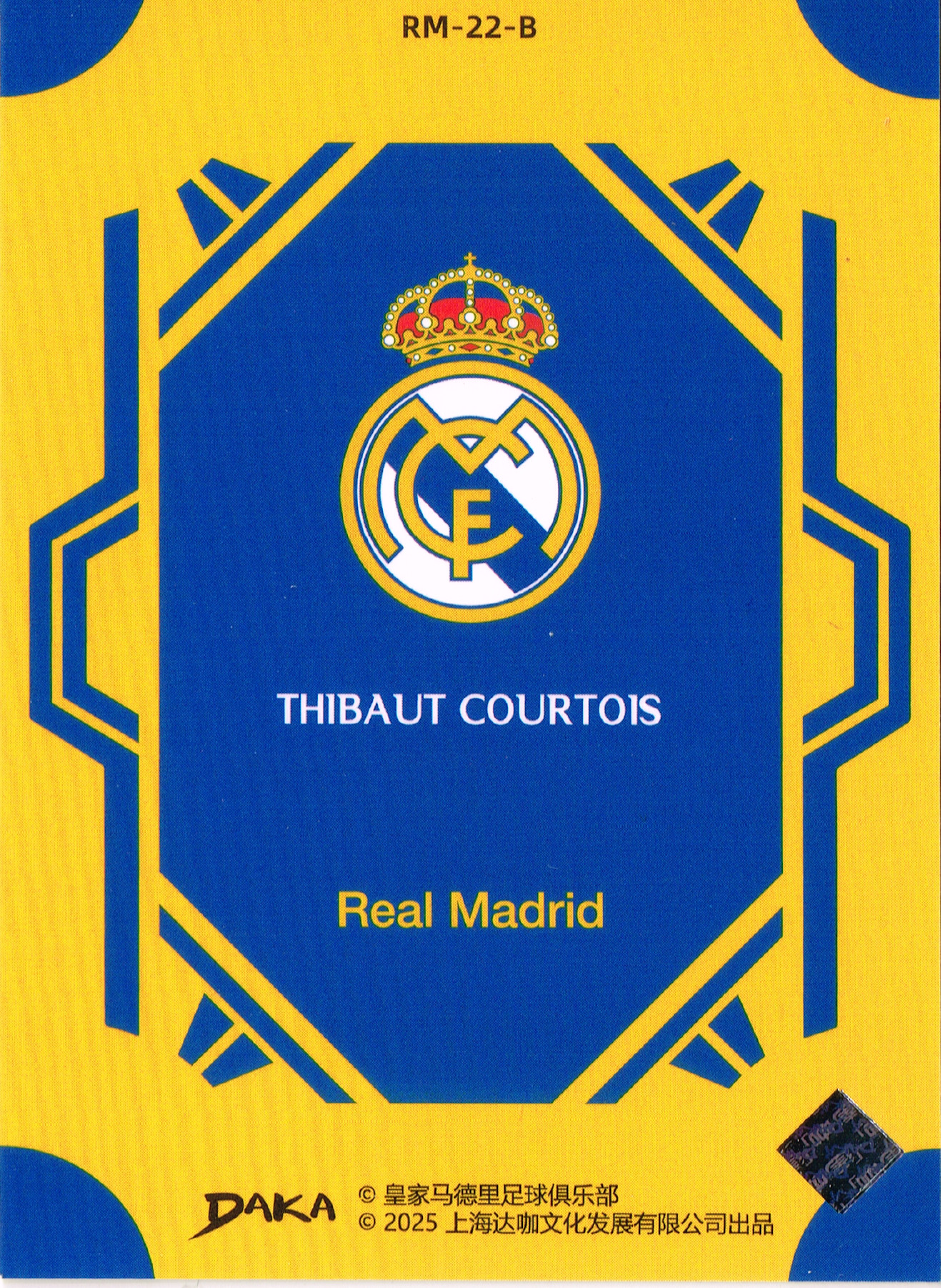 Reverso - Tarjeta Thibaut Courtois DAKA 2025 #RM-22-B