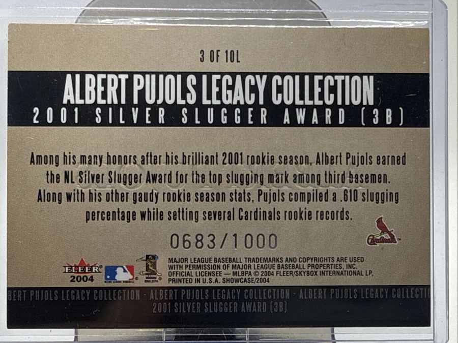 Reverso - Tarjeta Albert Pujols Fleer Showcase 2004 #3 OF 10L