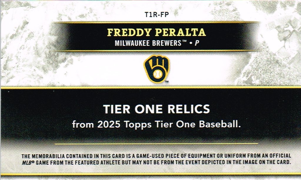 Reverso - Tarjeta Freddy Peralta Topps Tier One 2023