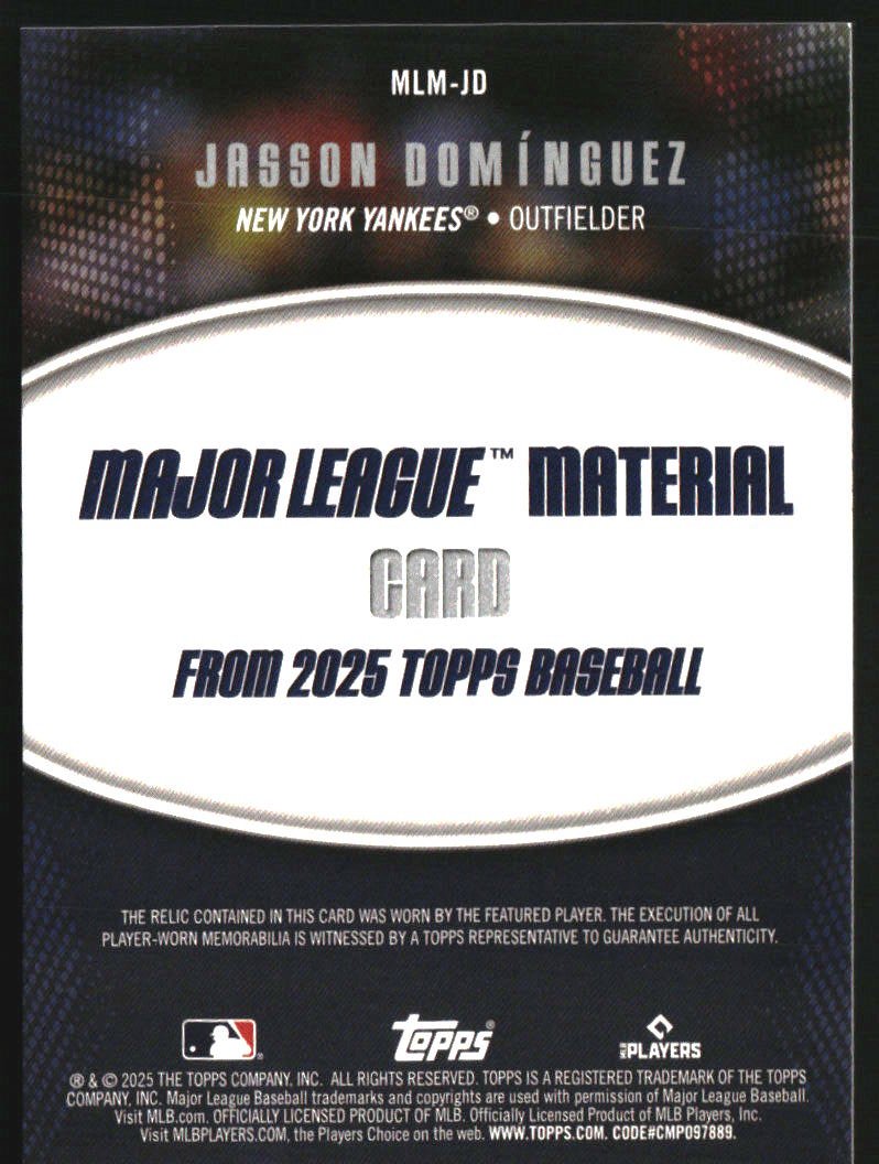 Reverso - Tarjeta Jasson Domínguez Topps 2025