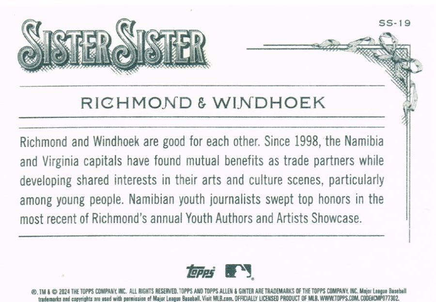 Reverso - Tarjeta Richmond & Windhoek Topps 2024 #SS-19