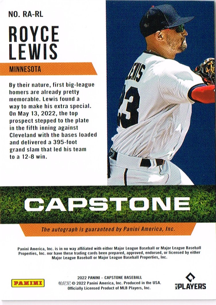 Reverso - Tarjeta Royce Lewis Panini Chronicles 2022