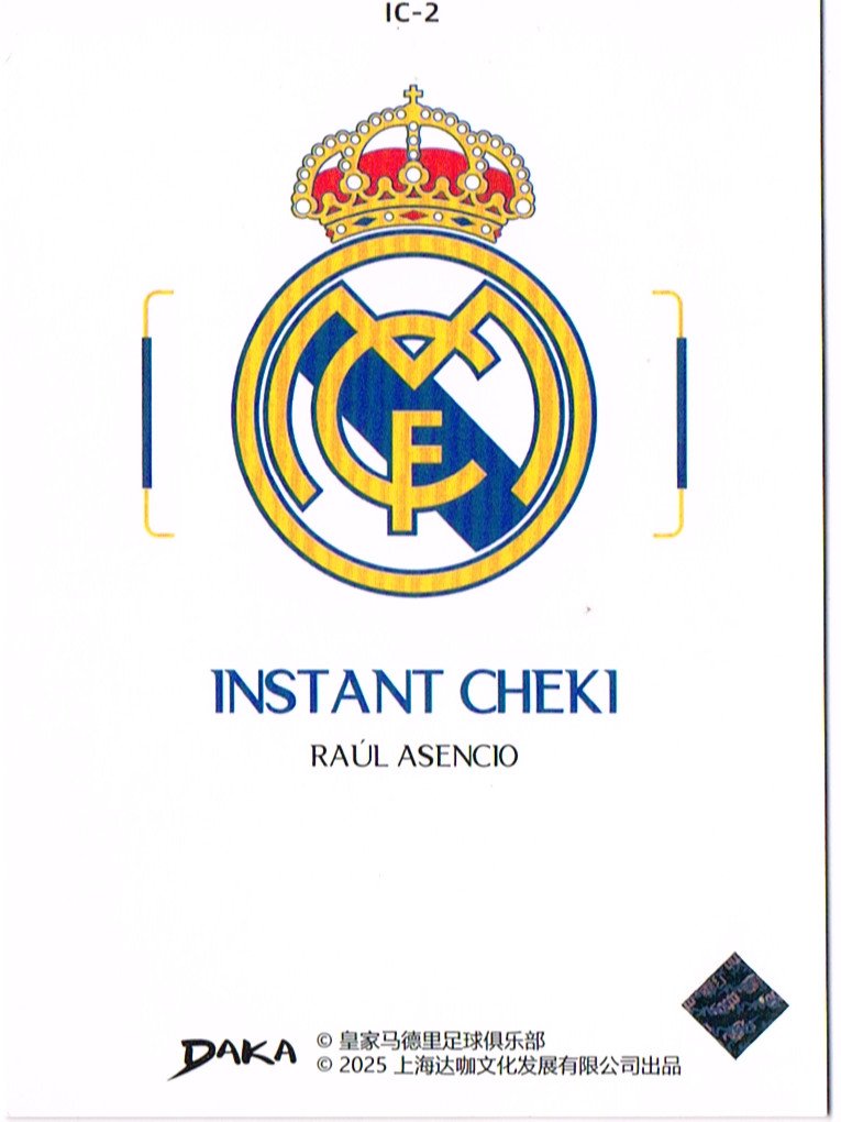 Reverso - Tarjeta Raúl Asencio DAKA 2025 #IC-2