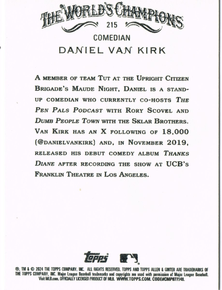 Reverso - Tarjeta Daniel Van Kirk Topps 2024 #No. 215