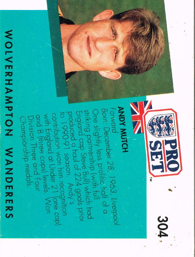 Reverso - Tarjeta Andy Mutch Pro Set 1990 #304